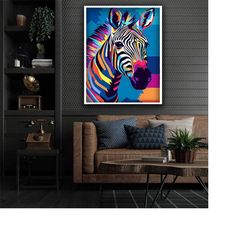 giraffe canvas print, colorful giraffe, animal world canvas, animal art, ready to hang canvas