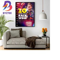 Max Verstappen 10 Consecutive Race Wins A New F1 Record At Monza Italian GP Wall Decor Poster Canvas