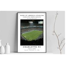 Bank Of America Stadium Canvas | Charlotte FC Print | Digital Print Poster | Framed Poster | Stadium Wall Poster | Black