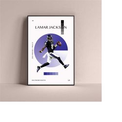 lamar jackson poster, baltimore ravens art print minimalist football wall decor for home living kids game room gym bar m