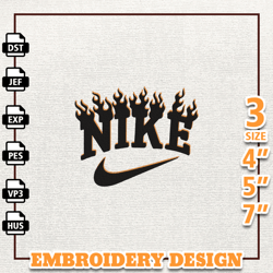 Black Fire Nike Logo Embroidery Design Digital Embroidery Digitizing Download