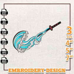 Nike Tanjiro Water Breathing Sword Embroidery Digital Embroidery Digitizing Download