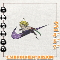Meliodas Nike Embroidery Files Digital Embroidery Digitizing Download