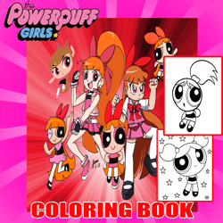 Power PUFF Girl Jumbo Coloring Book, 52 pages, art for children and adults, download instantly
