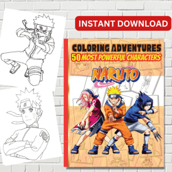 Naruto Coloring book: 50 Most Powerful Characters Coloring Adventures for Kids