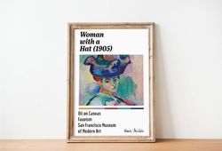 henri matisse woman with a hat poster  henri matisse woman with a hat print matisse woman with hat painting print matiss
