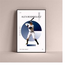 Alex Rodriguez Poster, New York Yankees Art Print Minimalist Baseball Wall Decor For Home Living Kids Game Room Gym Bar