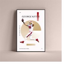 George Kittle Poster, San Francisco 49ers Art Print Minimalist Football Wall Decor For Home Living Kids Game Room Gym Ba