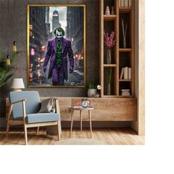joker canvas art print, framed decor, dark knight wall art, pop culture poster, heath ledger movie poster, photo canvas