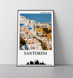 Santoini poster  santorini greece poster santorini travel poster santorini island thira island greece postcard santorini