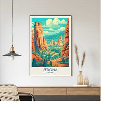 Sedona Travel Poster, Sedona Print, Arizona Poster, Cityscape Painting, Travel Posters, Travel Gift, Wall Decor, Home Ar