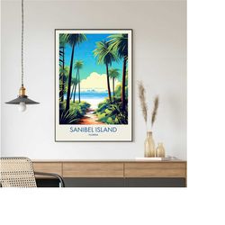 Sanibel Island Travel Poster, Sanibel Island Print, Florida Poster, Wall Decor, Minimal Travel Print, Minimal City Poste