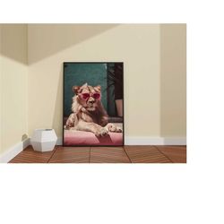 lion poster / lion poster with glasses / canvas or poster / modern canvas decor / colorful lion canvas / funny lion wall