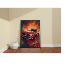 classic vintage car poster / man cave wall art/ gift for him / canvas wall art / abstract colorful car canvas / car phot