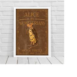 Mock Turtle 1915 Alice In Wonderland Poster, Brown Bedroom Decor, Yellow Kids Room Decoration, Retro Movie, Canvas Print