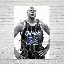 O'Neal Orlando Poster, Canvas, Basketball print, Sports wall art, Kids room decor, Man Cave, Gift, Shaq