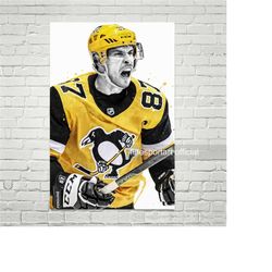 Sidney Crosby Pittsburgh Poster, Canvas, Hockey print, Sports wall art, Kids room decor, Man Cave, Gift