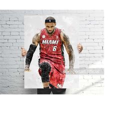 james miami poster, canvas wrap, basketball framed print, sports wall art, man cave, gift, kids room decor