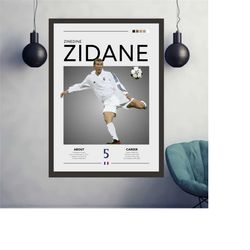 Zinedine Zidane Print, Zinedine Zidane Poster, Real Madrid print, Football Gift, Sports Poster, Football Player Poster,