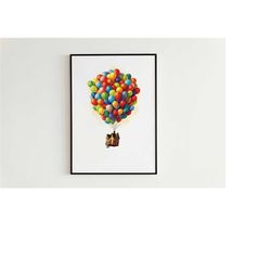 up balloon house watercolor art painting - balloon house printable wall decor up balloon house movie digital download ar