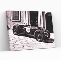 Vintage Racing Car BW Canvas Wall Art Print Gicle Painting Ideal Office,Man Cave,Kidsroom Decor Gift for Car Enthusiasts