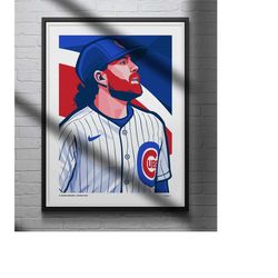 Dansby Swanson Poster Chicago Cubs Baseball Illustrated Art Print