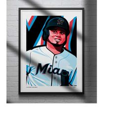 Luis Arraez Poster Miami Marlins Baseball Illustrated Art Print