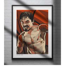 manny pacquiao poster boxing illustrated art print