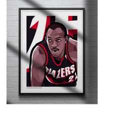 Clyde Drexler Poster Portland Trail Blazers Basketball Art Print