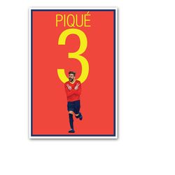 spain soccer print - gerard pique poster - soccer art - unframed football print - soccer decoration - piqu football art