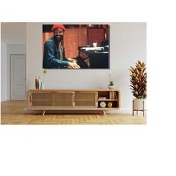 Marvin Gaye is playing Piano Ready To Hang Canvas,Marvin Gaye Music Poster,Marvin Gaye Poster Canvas Wall Art Home Decor