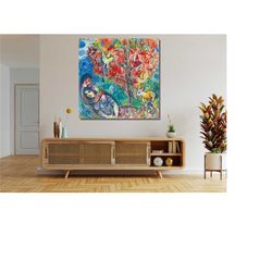 marc chagall couple under tree ready to hang canvas,marc chagall canvas wall art,couple under tree canvas wall art,marc
