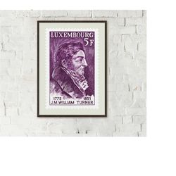 William Turner, Luxembourg Stamp Print, Painter, Vintage poster, gift ideas, Framed picture