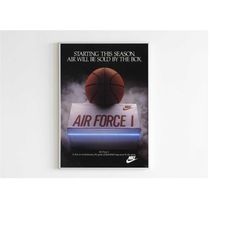 Nike Air Force I Advertising Poster, 90s Style Shoes Print, Vintage Ad Wall Art, Magazine Basketball Retro Advertisement