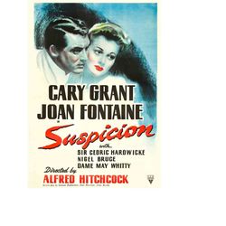 SUSPICION 1941 Movie POSTER PRINT A5 A2 40s Cary Grant Hitchcock Classic Thriller Film Wall Art Decor