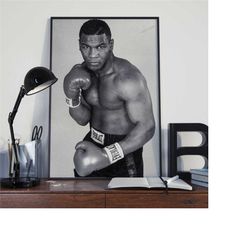 mike tyson poster print, boxing canvas wall art, iconic sports poster