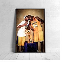Shaq and Kobe Bryant championship Poster, Mamba mentality, NBA print, Lakers Wall Art, Basketball print