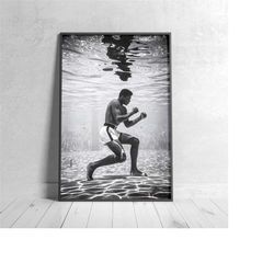 muhammad ali poster, boxing poster print - underwater canvas wall art