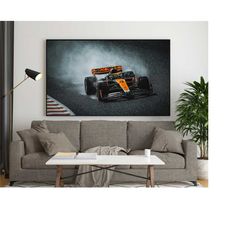 Lando Norris poster, Mclaren Formula 1 car Canvas Wall art, F1 print, sports poster