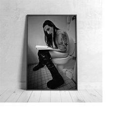 Marilyn Manson Toilet Poster, Rock Music star, Canvas Wall Art print, Music Home decor