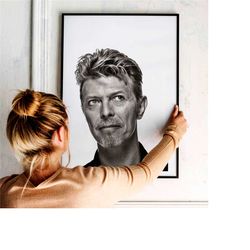 David Bowie Poster, Ziggy Stardust Music Canvas Wall Art, Rock Music Gift Idea