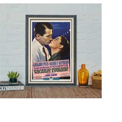 Roman Holiday Movie Poster, Roman Holiday Classic Vintage Movie Poster, Audrey Hepburn Film Poster, Canvas Cloth Poster
