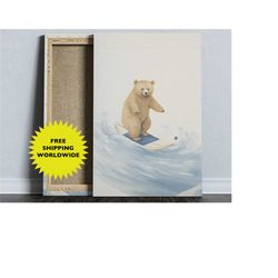 Surf Poster | Surfboard art |  Ocean Print | Printable Vintage Canvas | Digital illustration | Modern minimalism | Retro