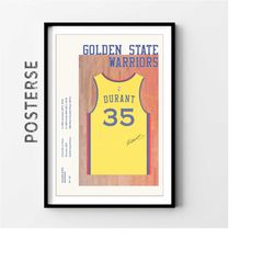 Kevin Durant Poster, Golden State Warriors  Shirt Canvas, NBA Poster, Basketball Wall Art, Trendy Sports Decor, Basketba