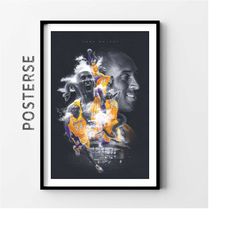 Kobe Bryant Los Angeles Lakers NBA Posters, Trendy Posters, Basketball wall art, Basketball Coach Gift, Digital Print, W