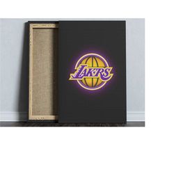 Los Angeles Lakers Neon, Alternate logo, NBA Canvas, Basketball Poster, NBA poster, Sports Wallpaper, Moving Away Gift