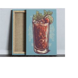 bar cart prints and accessories, bloody mary cocktail art, alcohol poster, bar cart decor, cocktail wall art, cocktail p