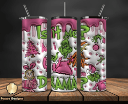 Christmas 20oz Tumbler Wrap PNG, Christmas 3D Inflated Puffy Tumbler Wrap Png, Grinchmas 20oz Png 306