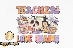 Halloween Teacher Love Brains PNG