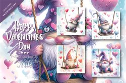 Gnomes in love. Cards for Valentine's Day.
